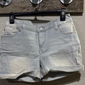 Maurices Blue and White Striped Jean Shorts